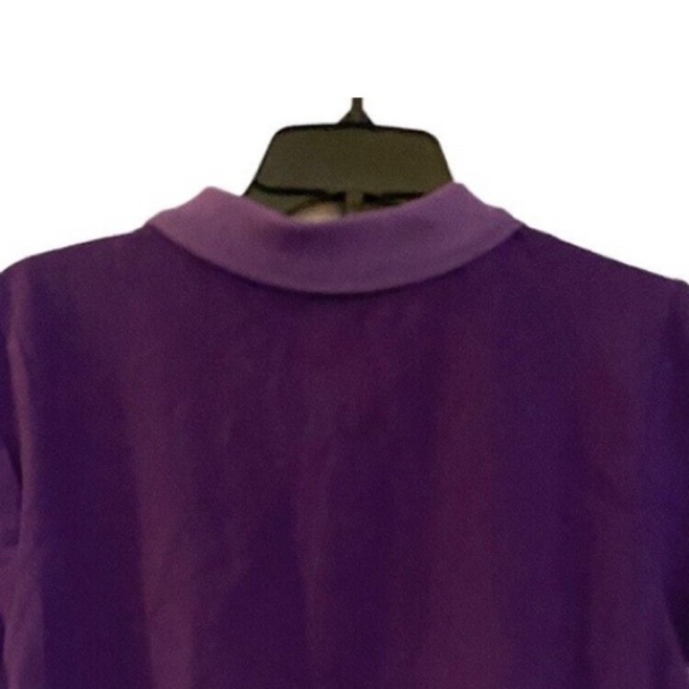 Monroe & Main Contrast Collar Polo Purple Business Casual Short Sleeve Golf Top - Picture 6 of 7